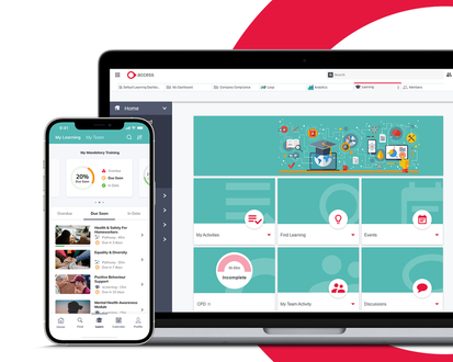 Screenshots of Access LMS on desktop & mobile app